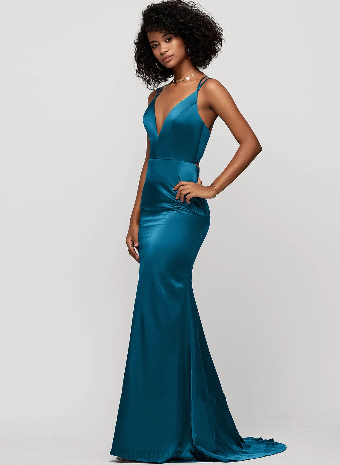 Formal Dresses silk like V-Neck Savanah Bodycon satin Dresses