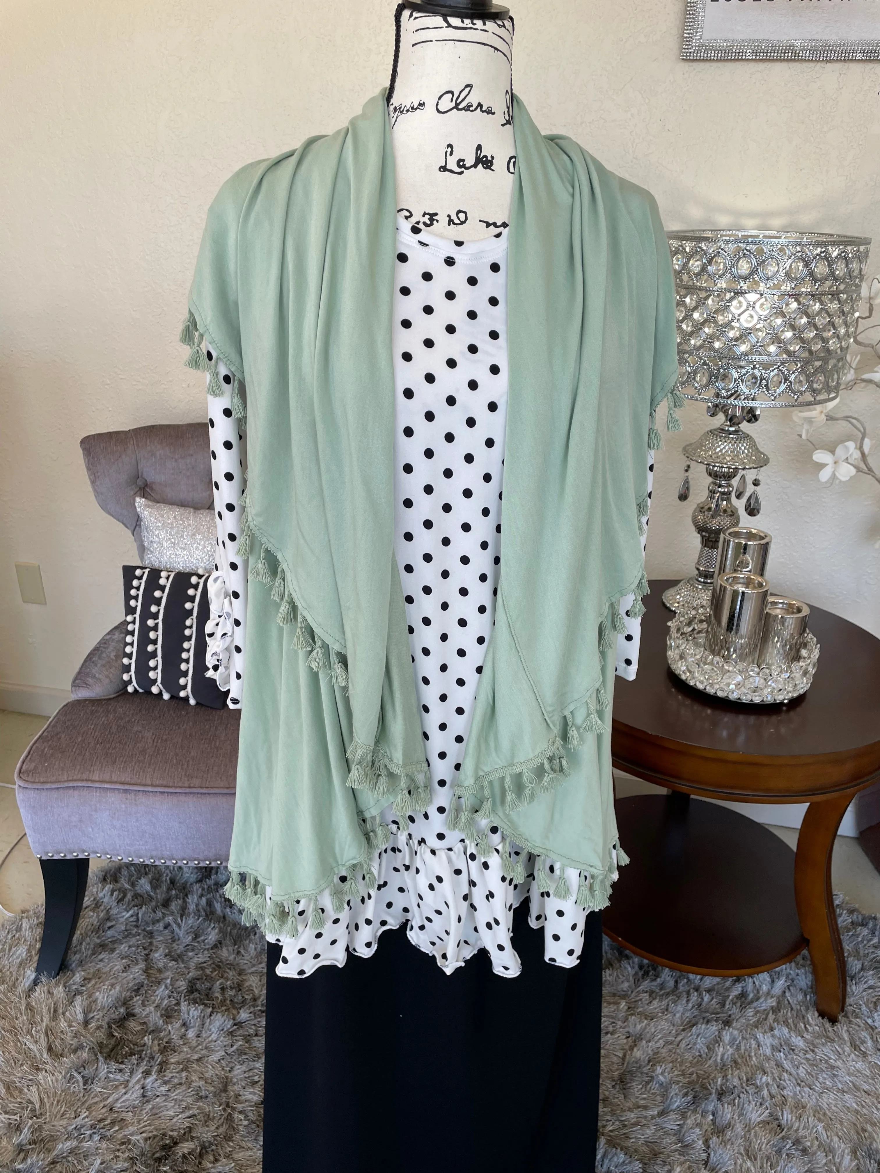 Green Frost Fringed Top