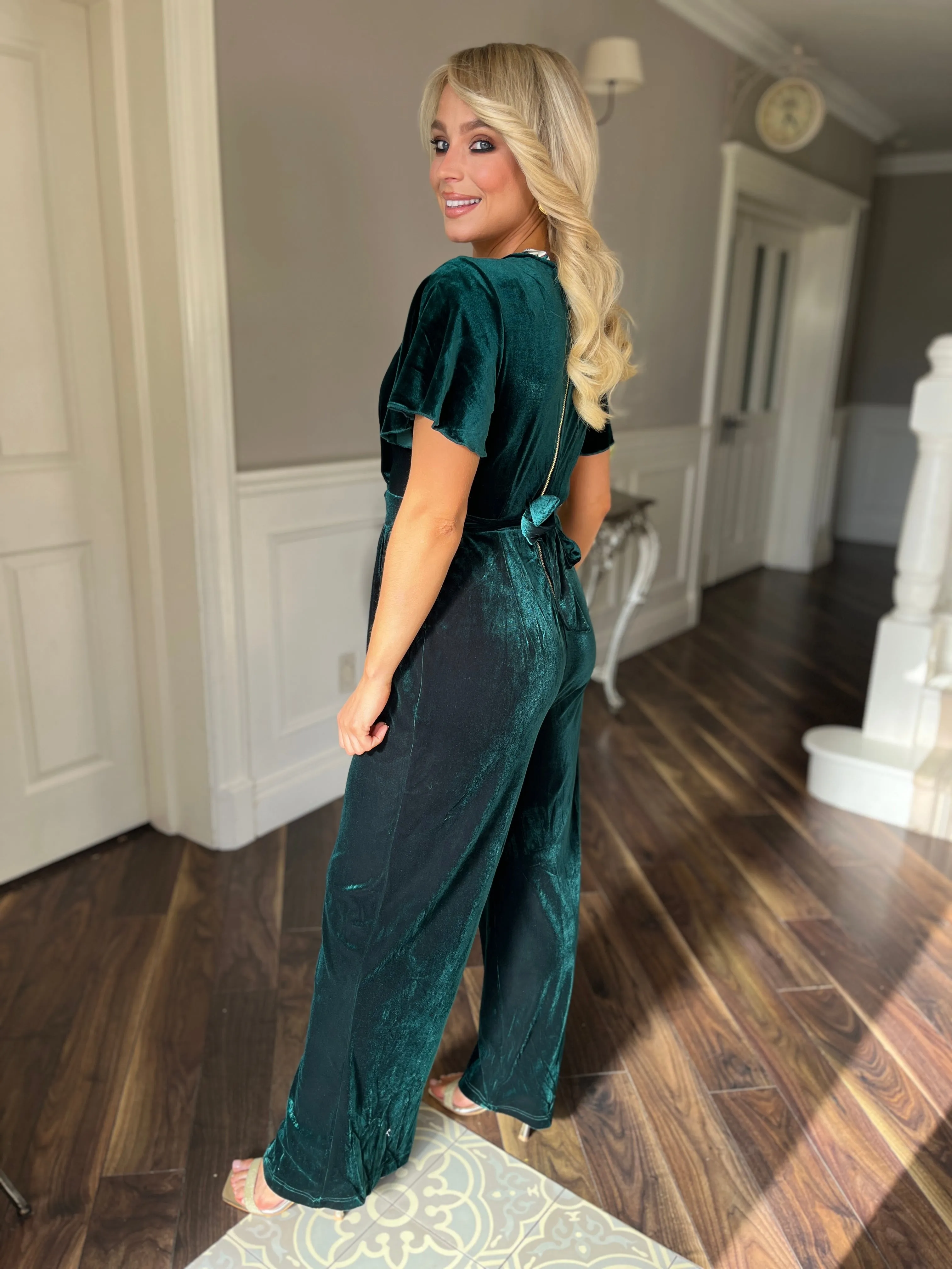 Green Velvet Jumpsuit