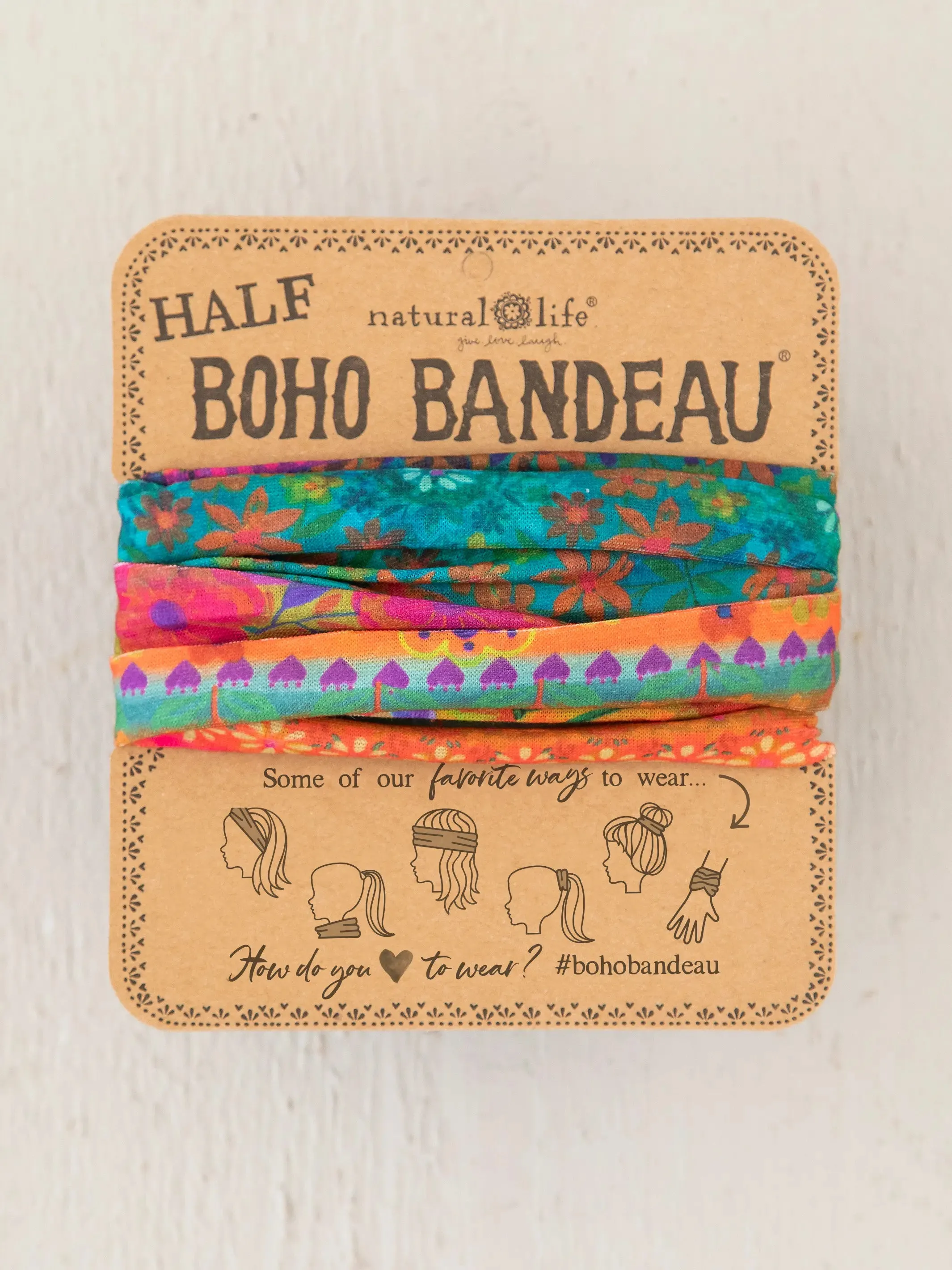 Half Boho Bandeau® Headband - Bright Border