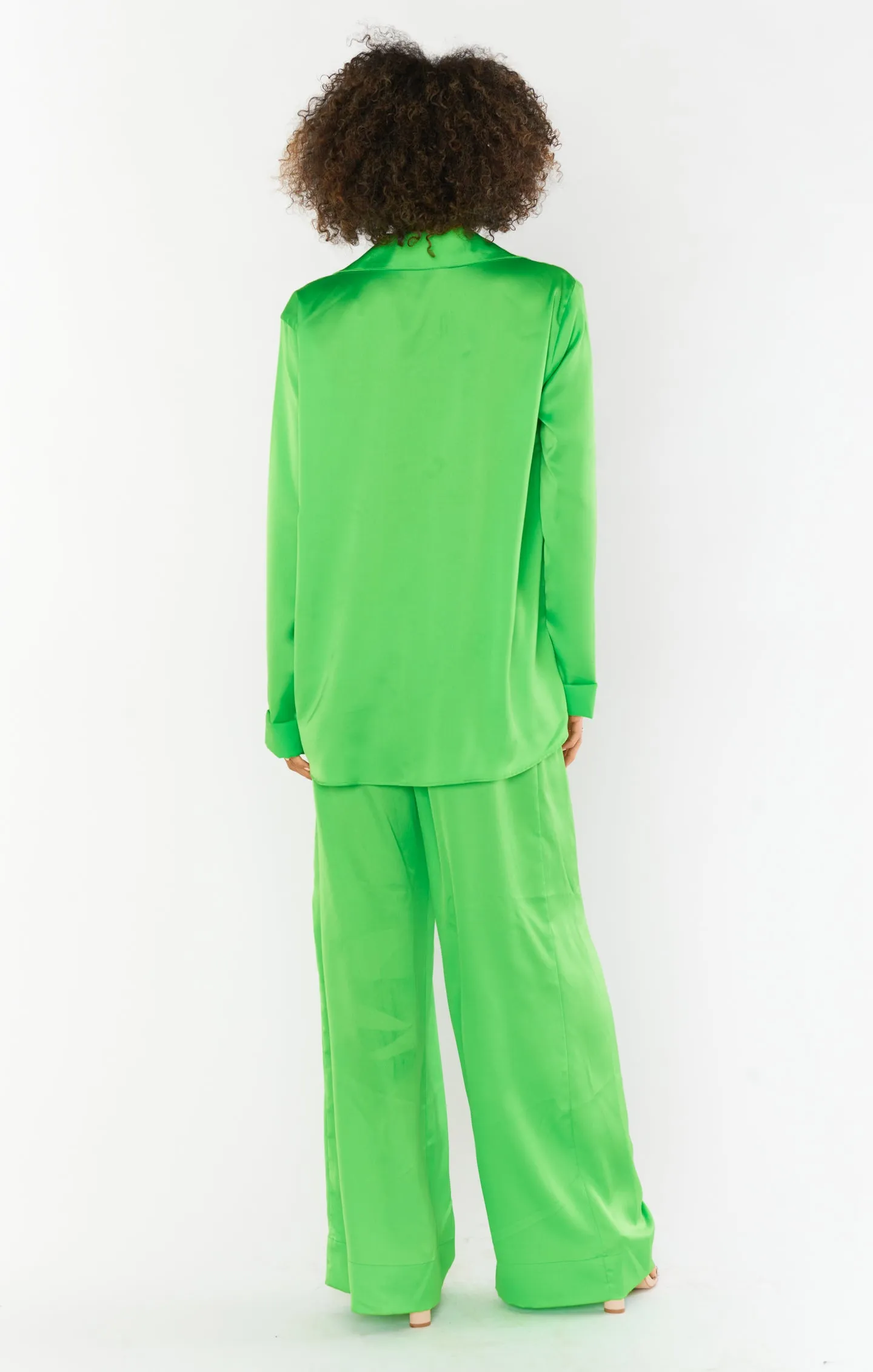 Hayes Trouser ~ Bright Green Luxe Satin