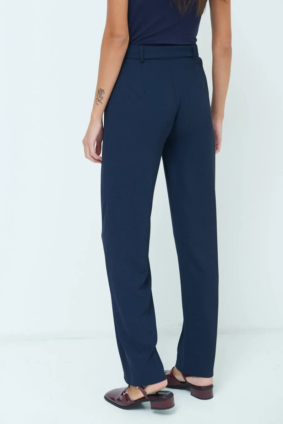 High-waist tie-belt trousers wholesale