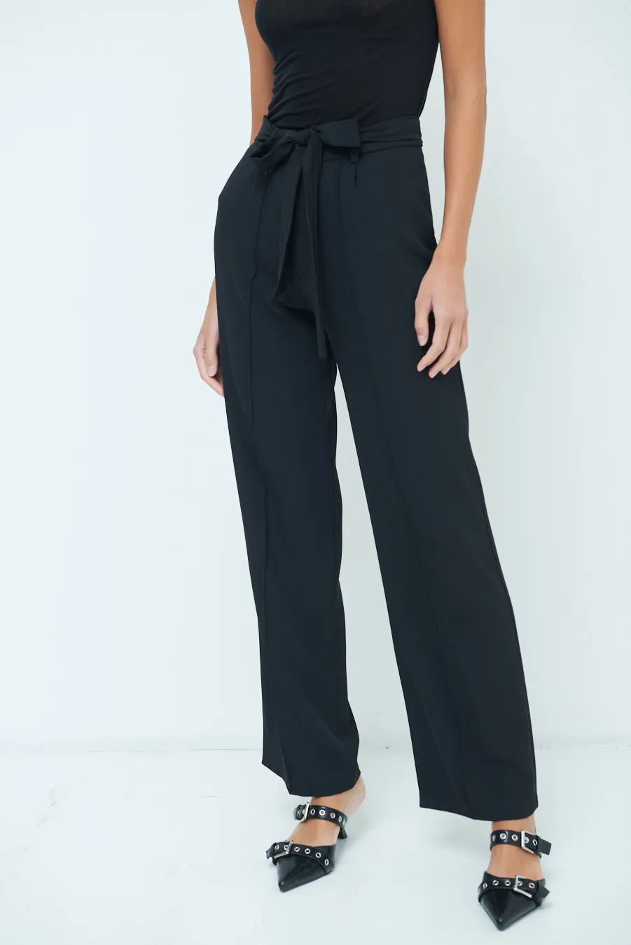 High-waist tie-belt trousers wholesale