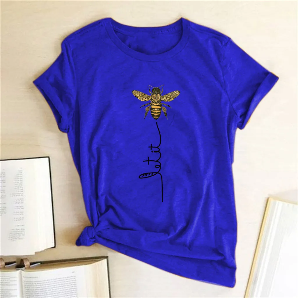 Hillbilly Women Bee Kind T-shirt Aesthetics Graphic Short Sleeve Cotton Polyester T Shirts Female Camisetas Verano Mujer 2020