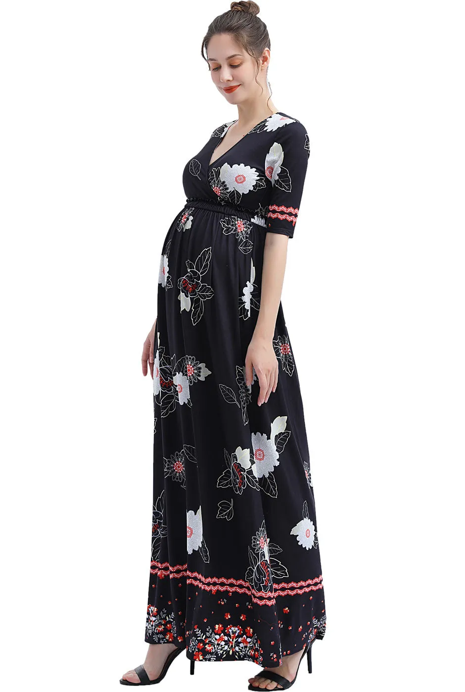 Kimi   Kai Maternity "Eira" V-Neck Maxi Nursing Dress