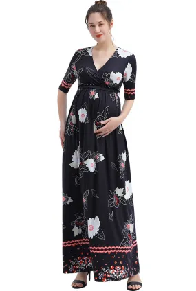 Kimi   Kai Maternity "Eira" V-Neck Maxi Nursing Dress