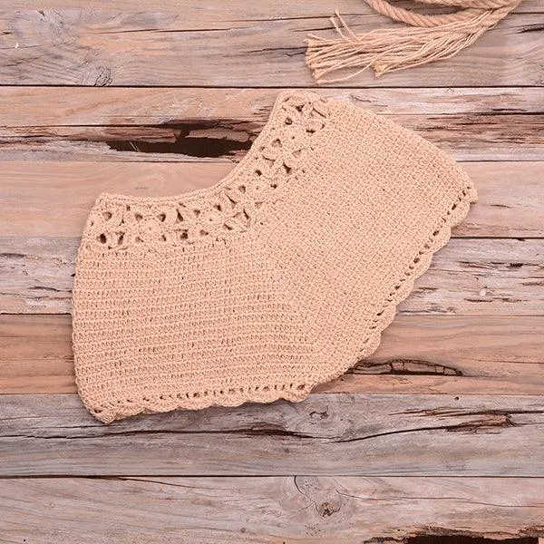 Knitted Crochet Beaded Crop Top & Bottom