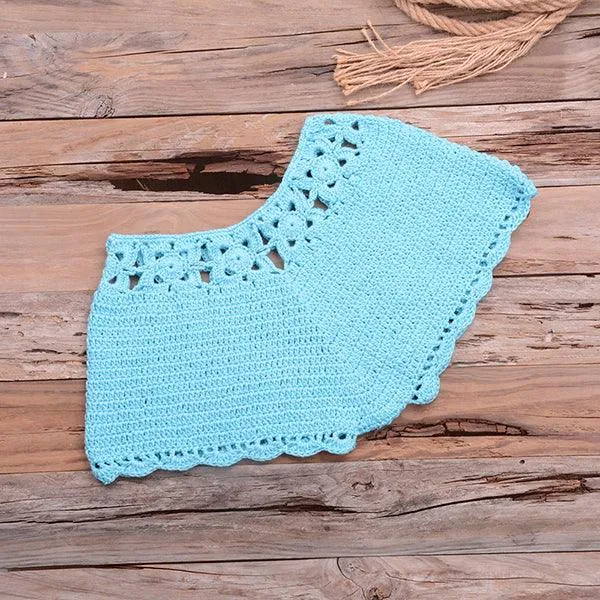 Knitted Crochet Beaded Crop Top & Bottom