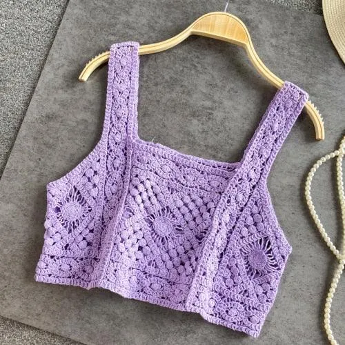 Knitted Sleeveless Crop Tops