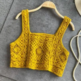 Knitted Sleeveless Crop Tops