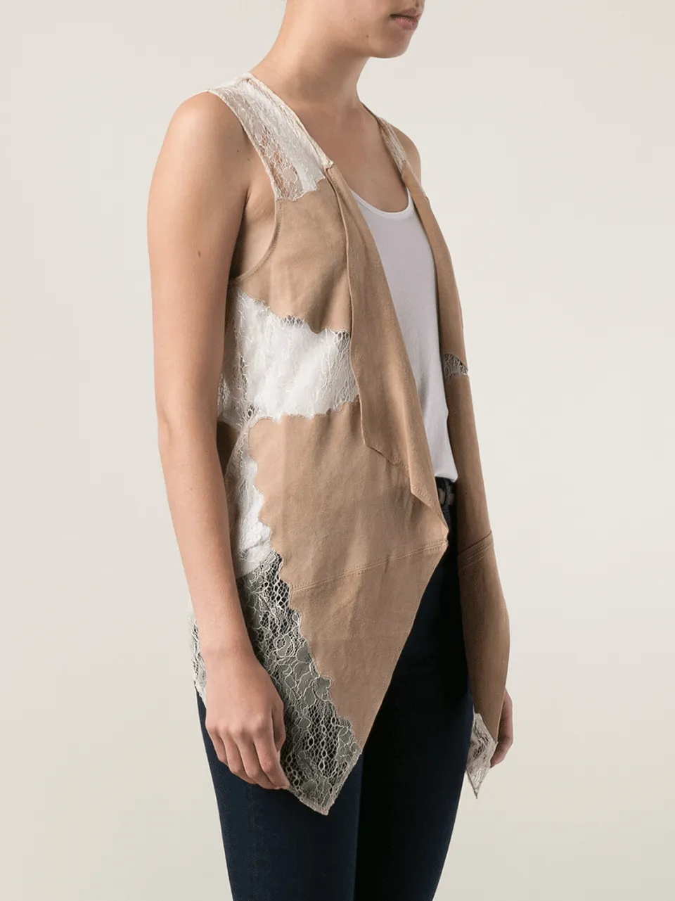 Lace And Suede Vest