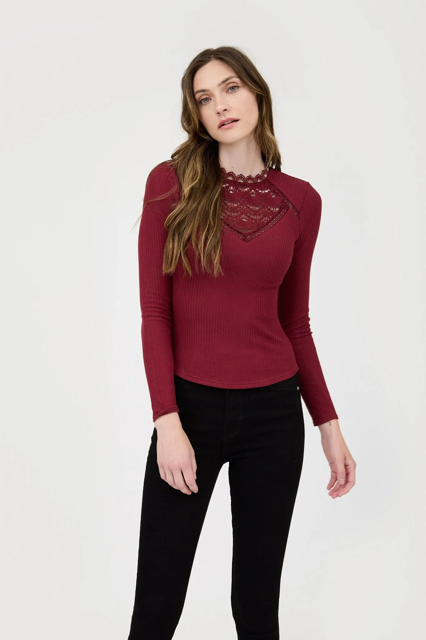 Lace Neckline Tops - 2 Colors! - FINAL SALE