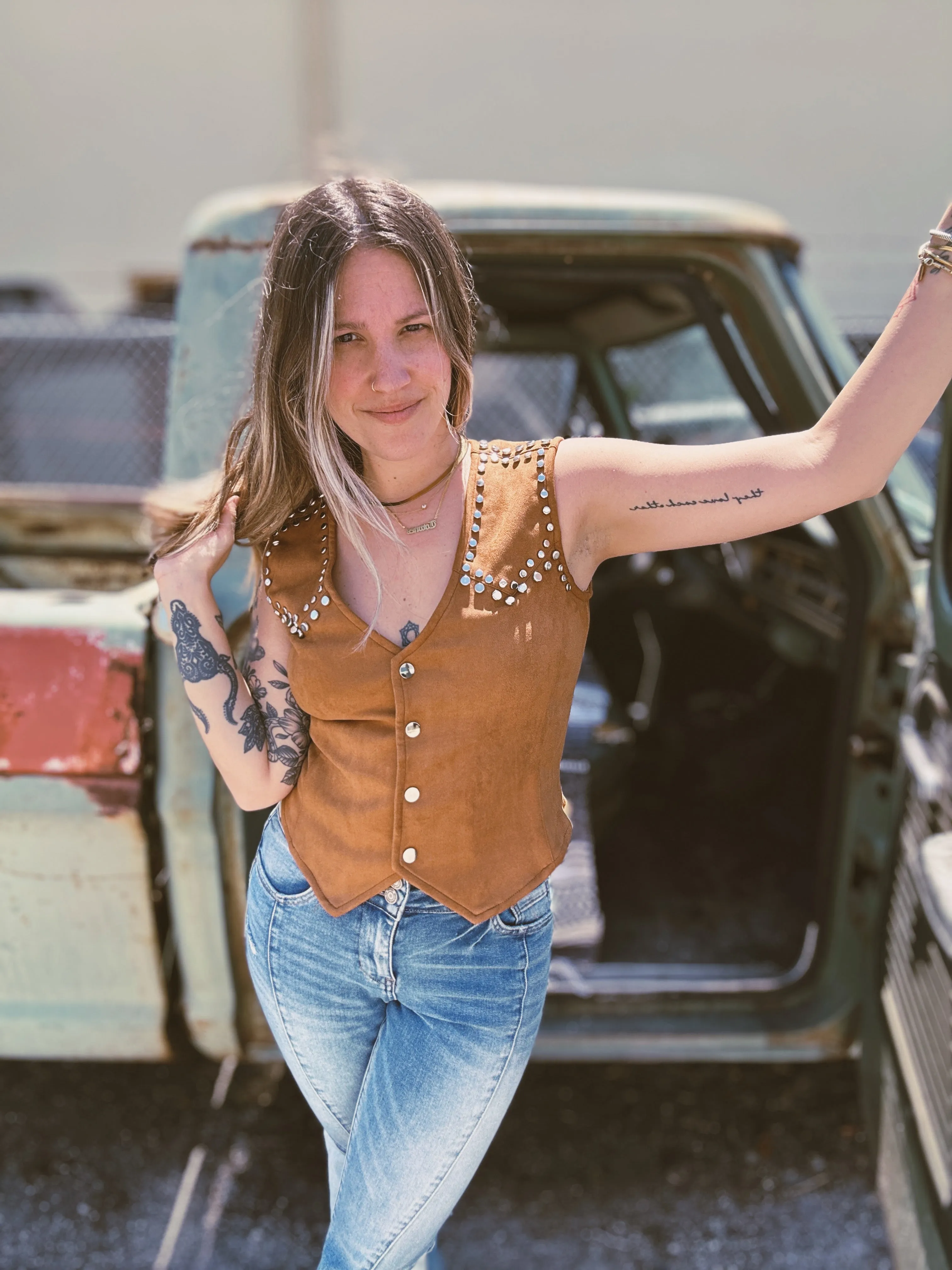 Louisiana Saturday Night Studded Suede Vest