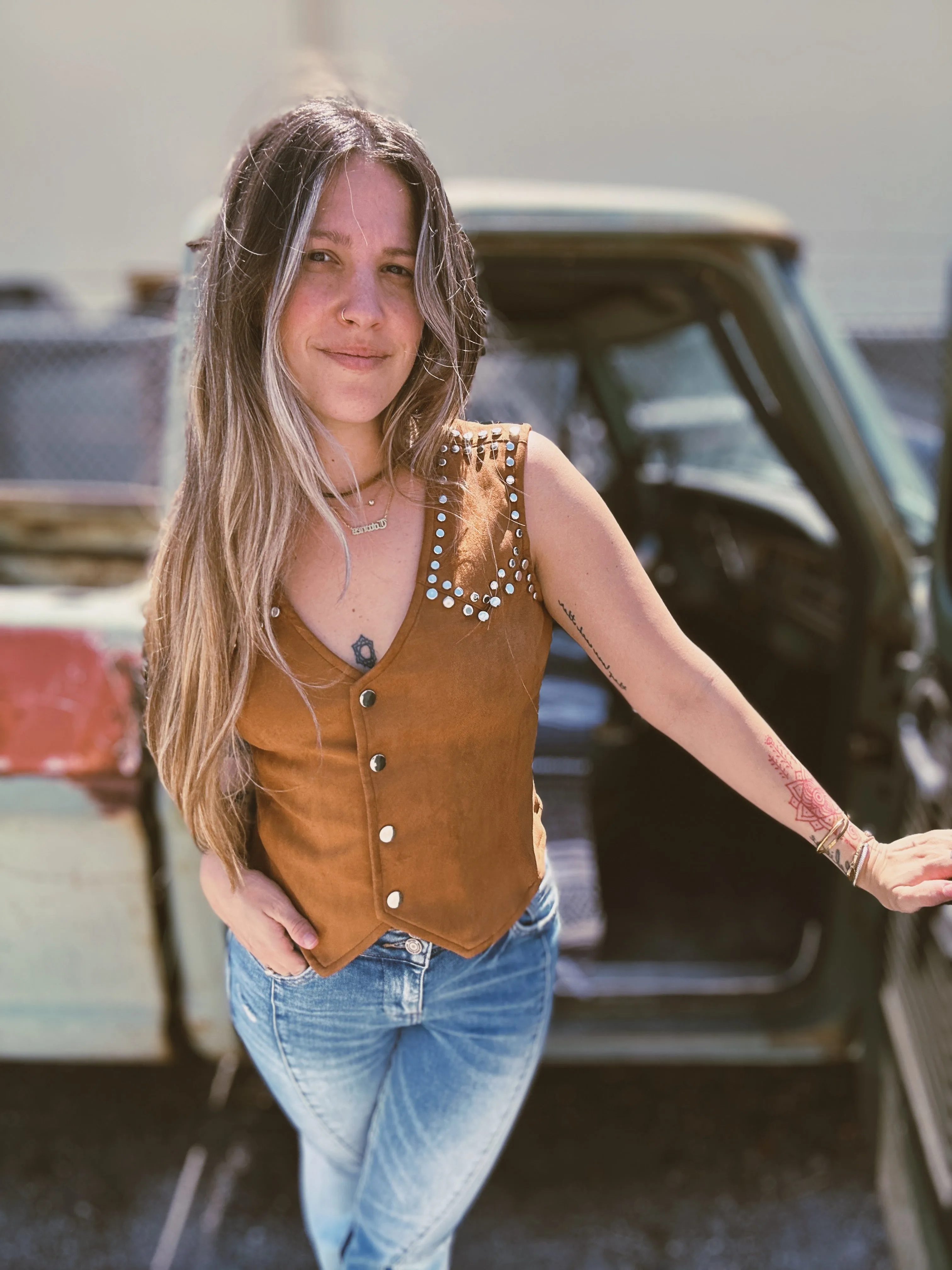 Louisiana Saturday Night Studded Suede Vest