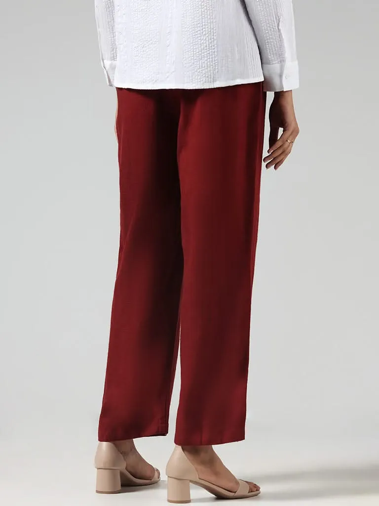 LOV Solid Maroon Palazzos