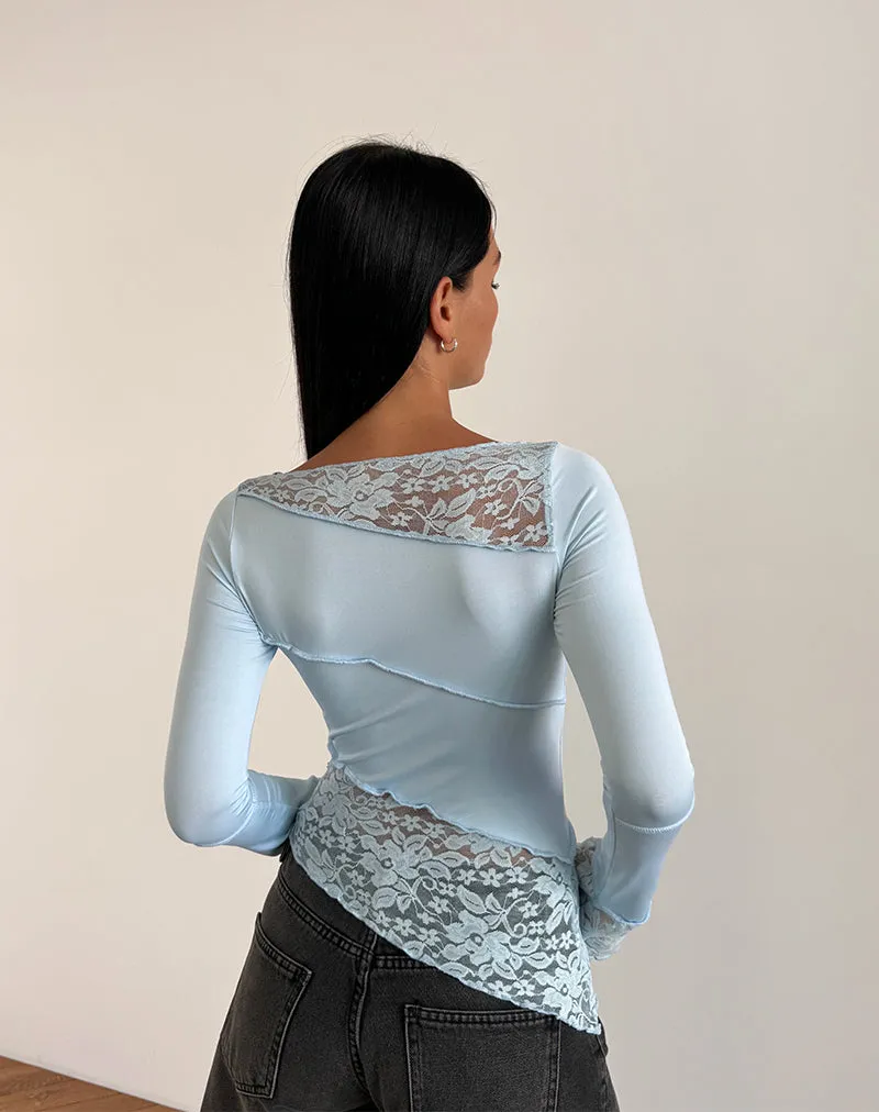 Lucca Long Sleeve Top in Lace Light Blue