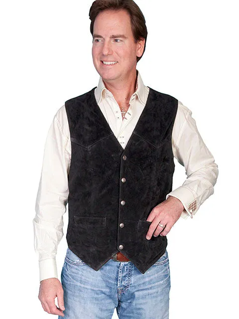 Men's Black Suede Western Vest By Scully 507-214