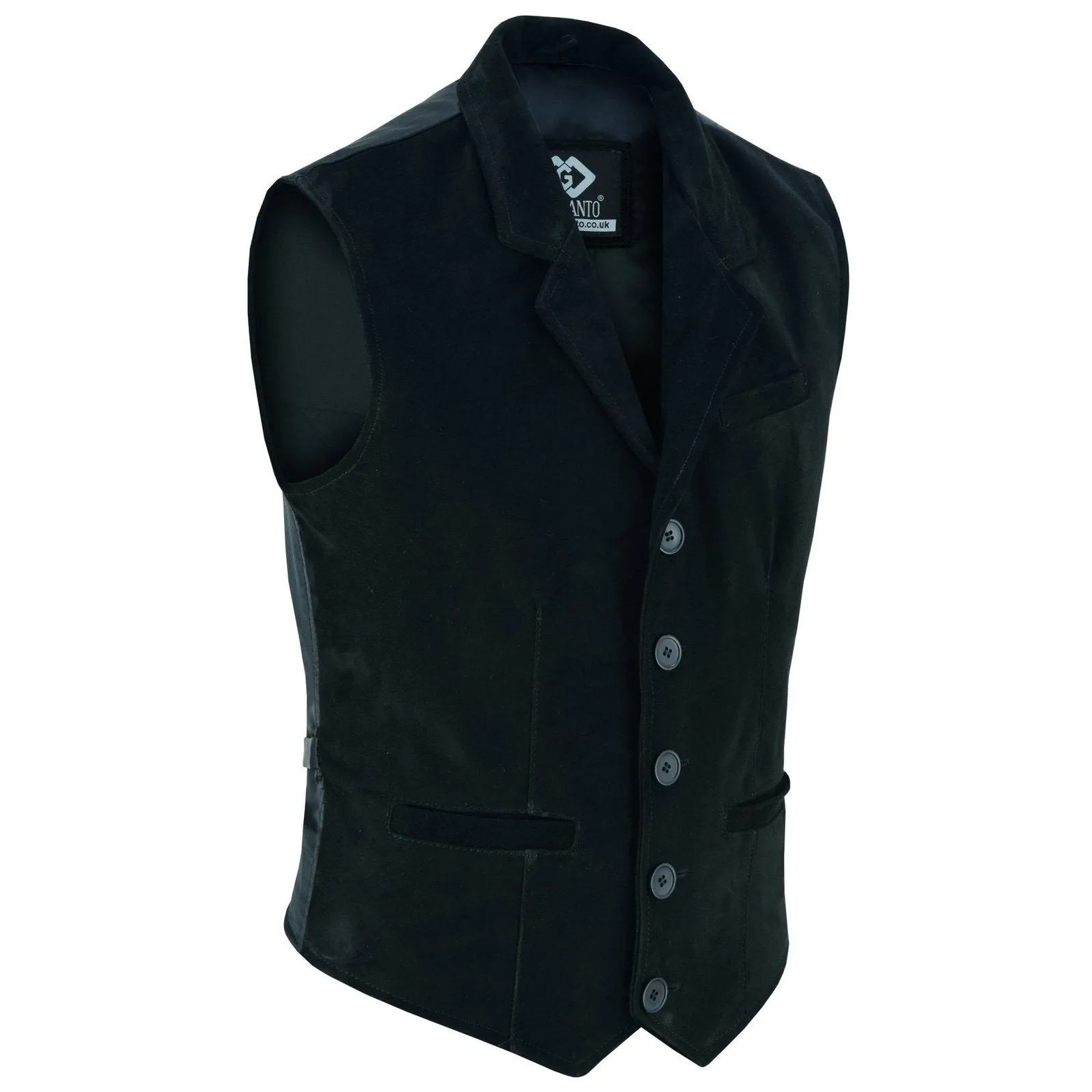 Mens Blazer Style Formal Black Suede Leather Waistcoat Vest