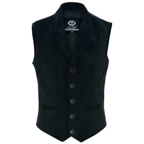 Mens Blazer Style Formal Black Suede Leather Waistcoat Vest