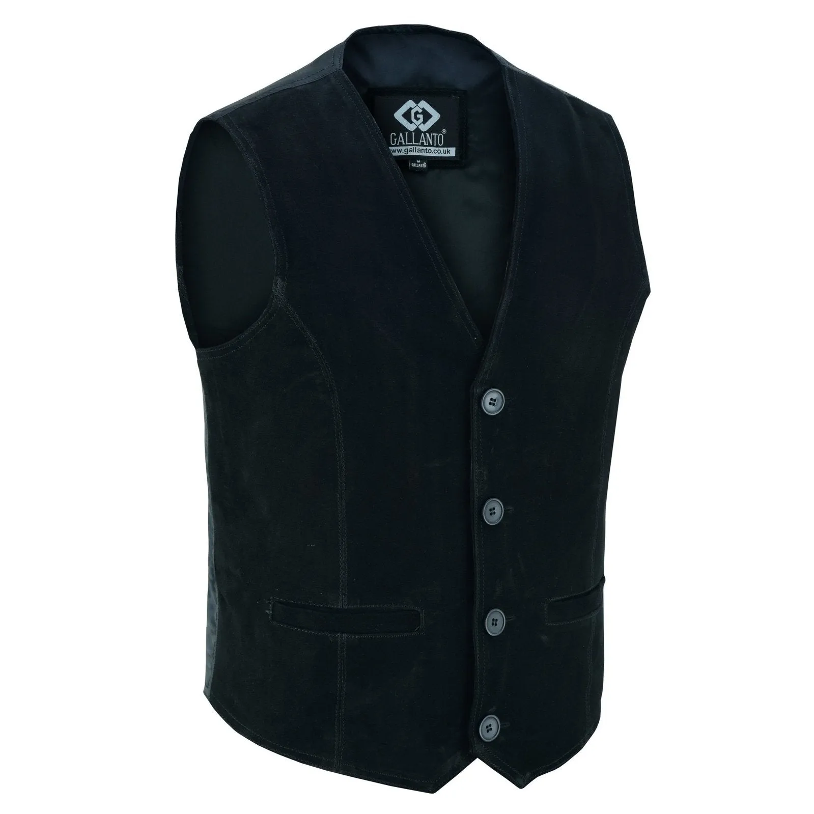 Mens Buttoned Classic Black Soft Suede Leather Waistcoat Vest