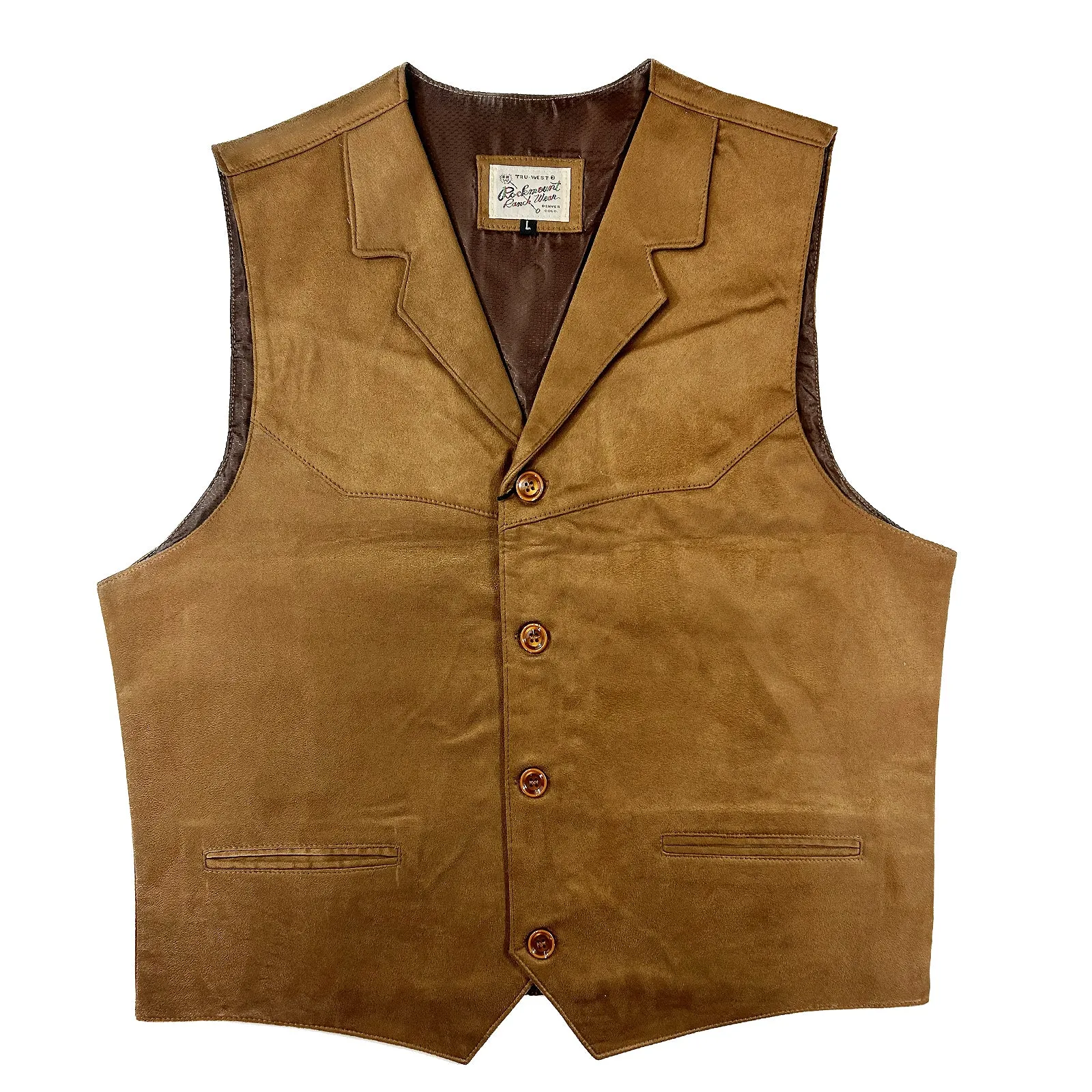 Men's Tan Suede Cloth Leather Vest