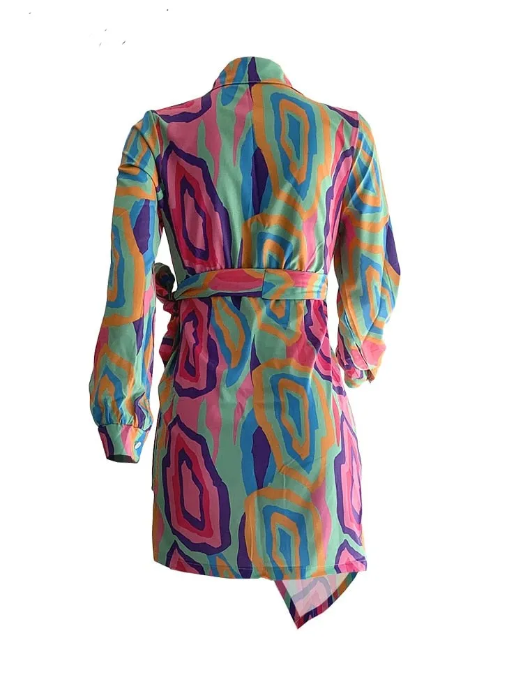 Multi Color  Party Mini Wrap Dress