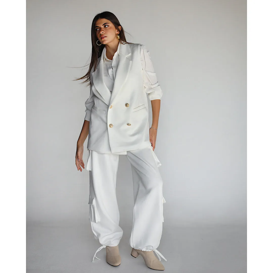 Off white blazer vest & pants set