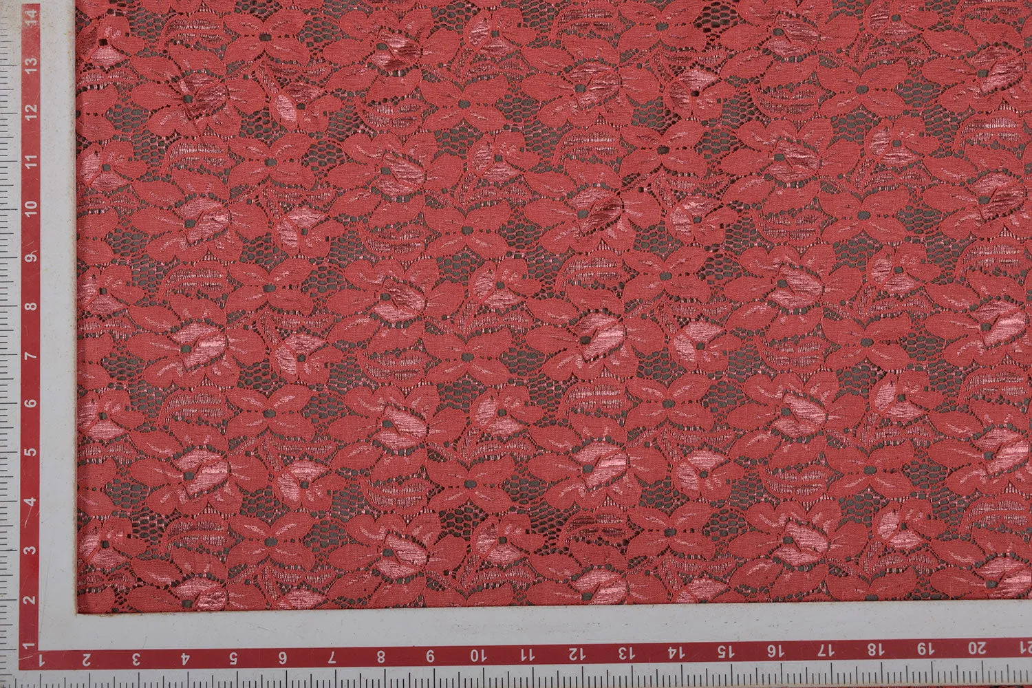 Orange Floral Lace Knit Fabric