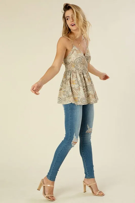 Paisley Boho Babydoll Top