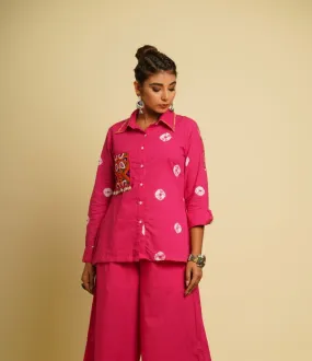 Pink Embroidered Cotton Shirt