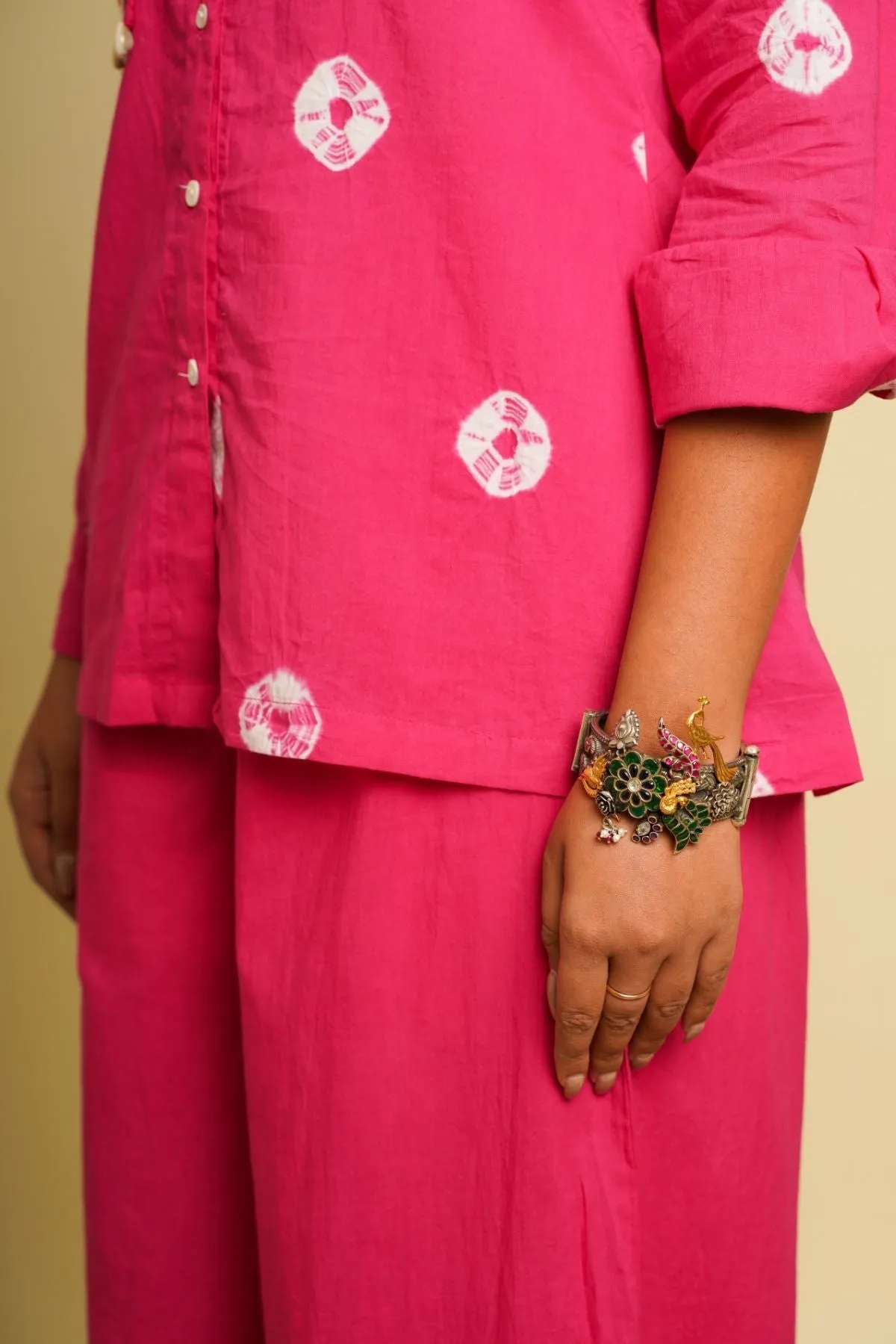 Pink Embroidered Cotton Shirt