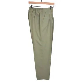 Pleated easy pants in khaki wool twill