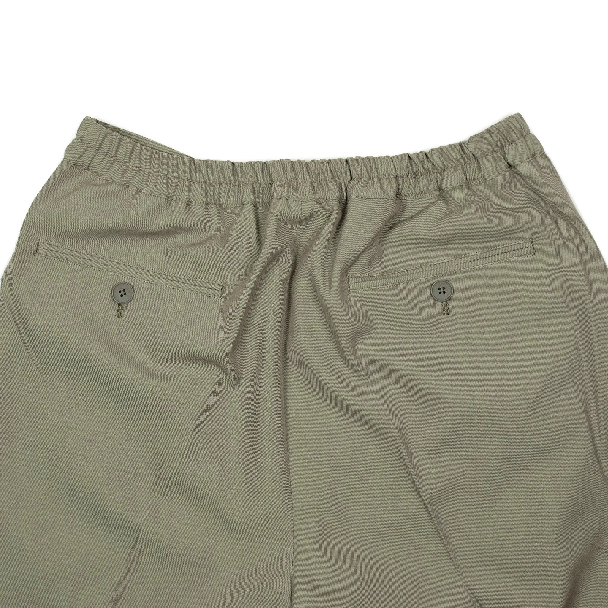 Pleated easy pants in khaki wool twill