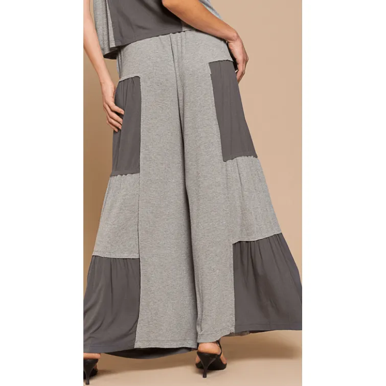 POL 2-Tone Palazzo Patch Pants FKP9