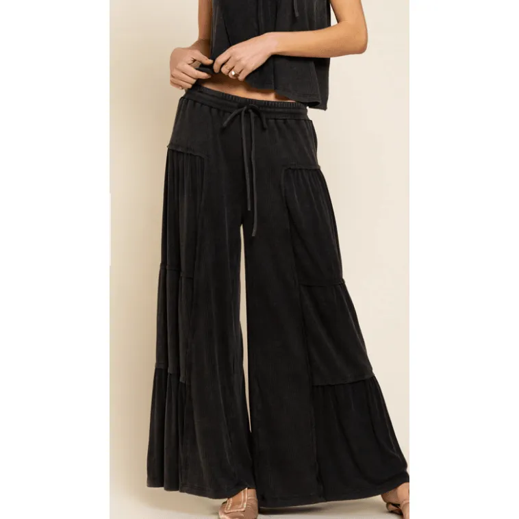 POL 2-Tone Palazzo Patch Pants FKP9