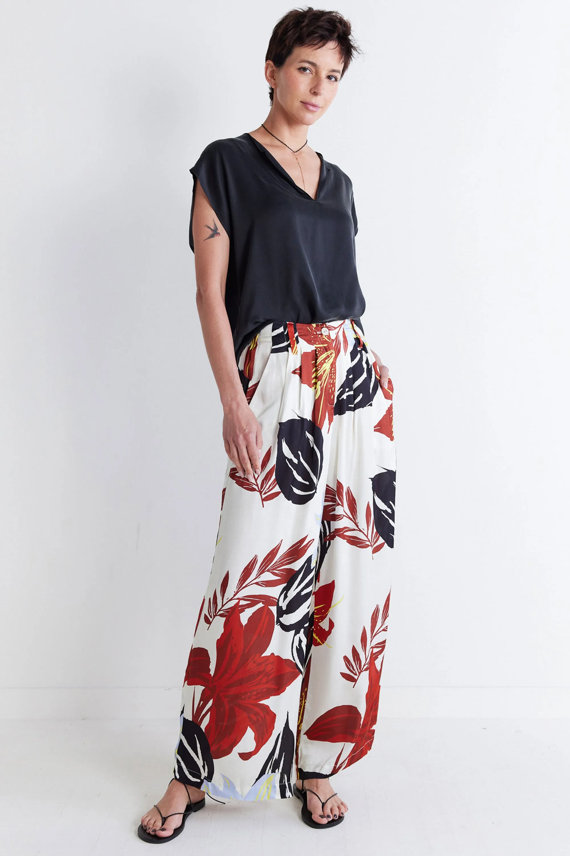 Printed Wide-Leg Trouser