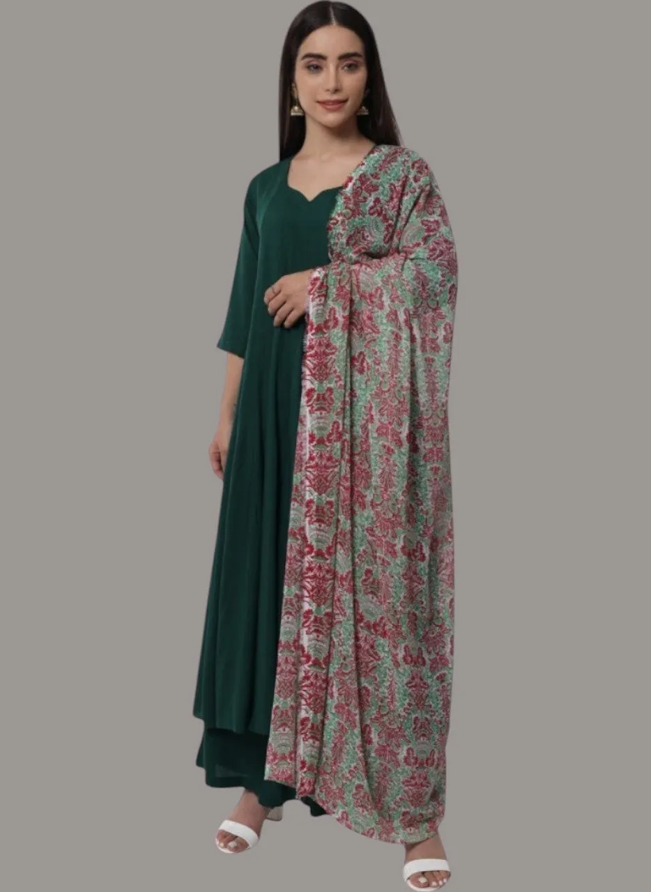 RAYON GREEN ANARKALI SUIT SET FOR WOMEN