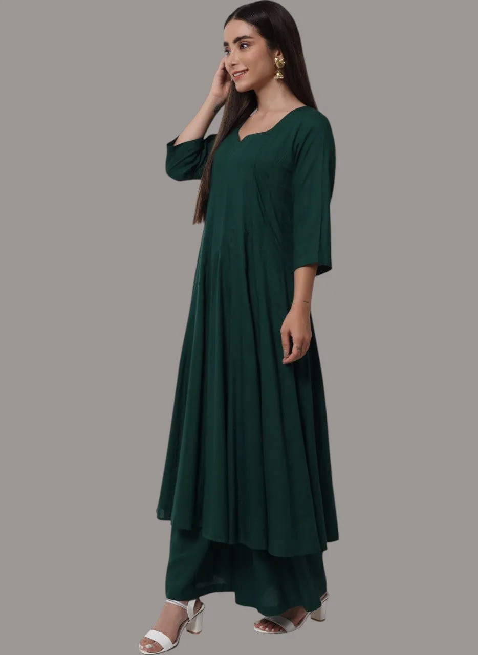 RAYON GREEN ANARKALI SUIT SET FOR WOMEN