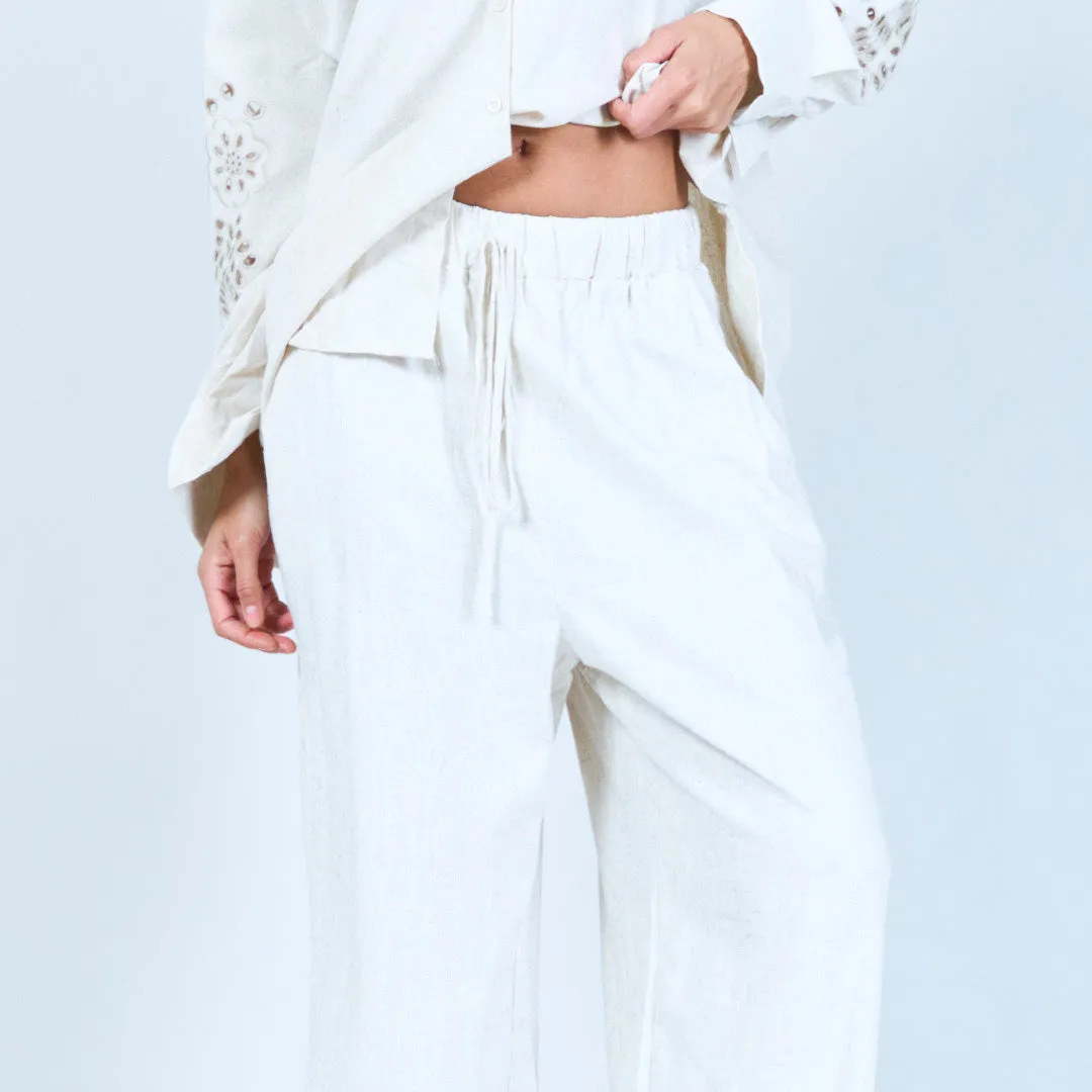 Relaxed drawstring wide-leg pants wholesale