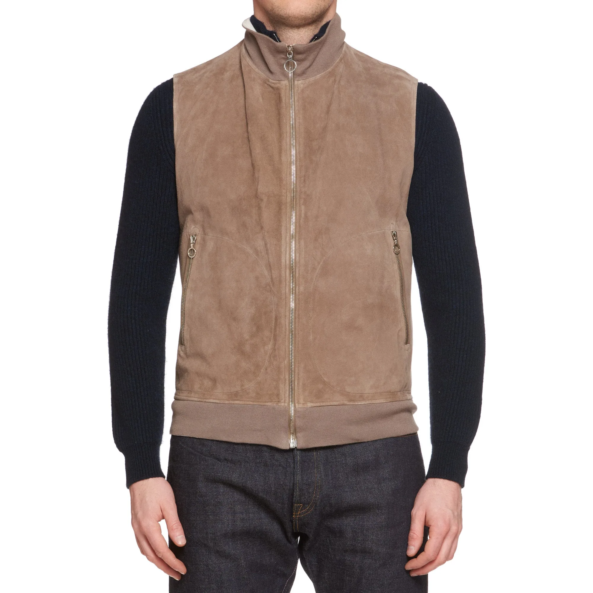 SERAPHIN Brown Goat Suede Leather Vest EU 48 US S