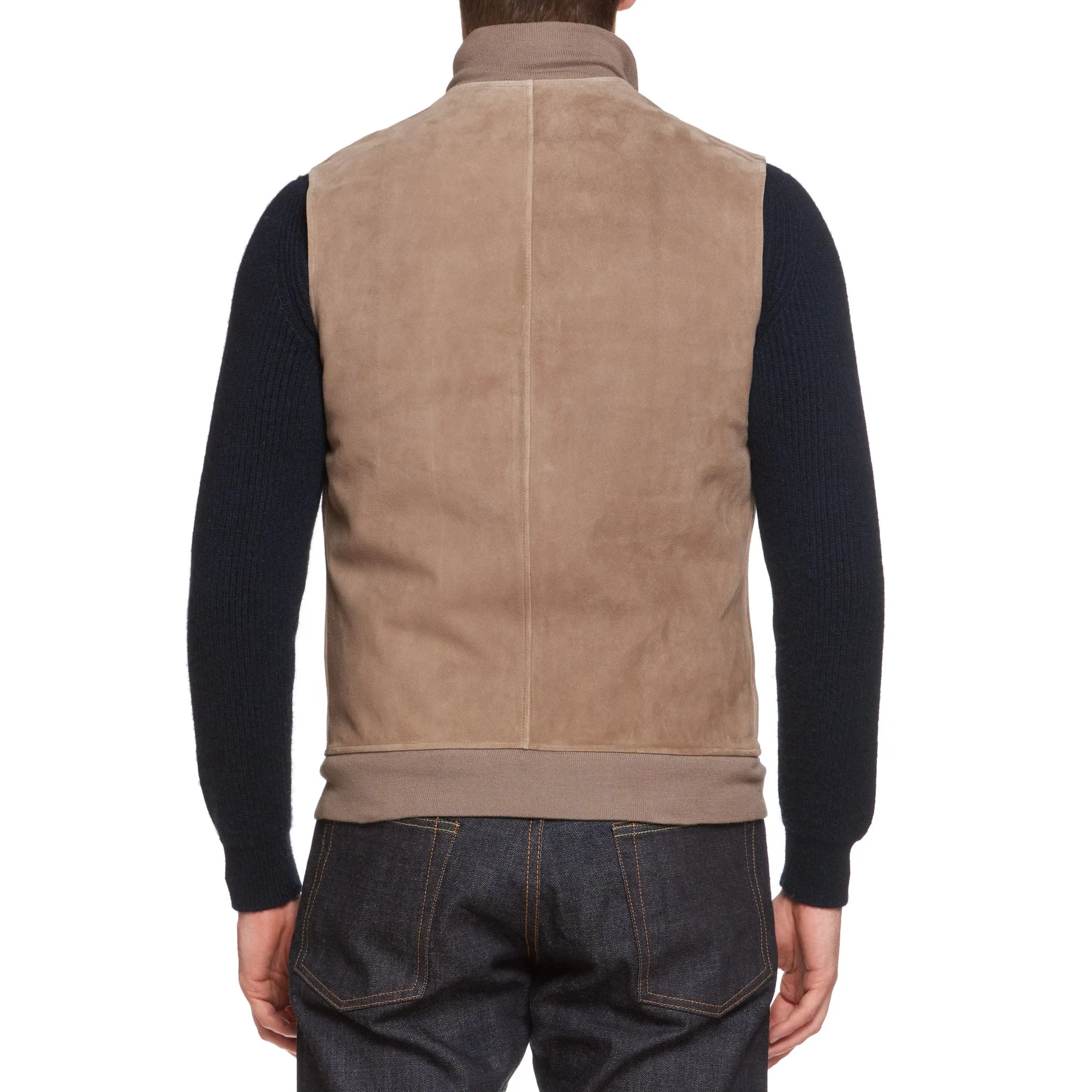 SERAPHIN Brown Goat Suede Leather Vest EU 48 US S