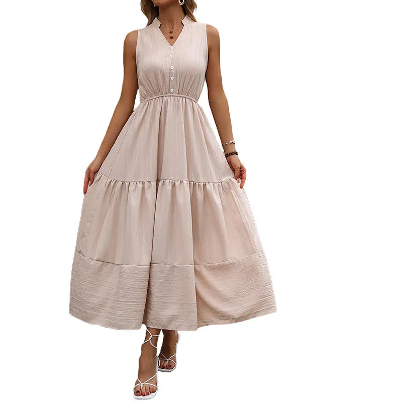 Solid Color Temperament Sleeveless Slim Maxi Dresses Wholesale Womens Clothing N3824022600073