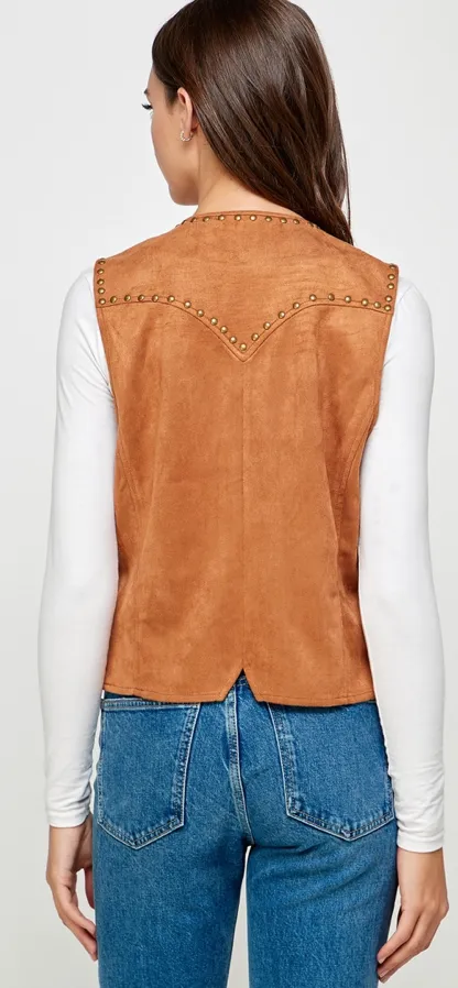 Studded Faux Suede Vest–FINAL SALE