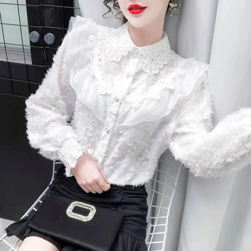 Stylish lace long sleeve tops fashion girl tops    S160