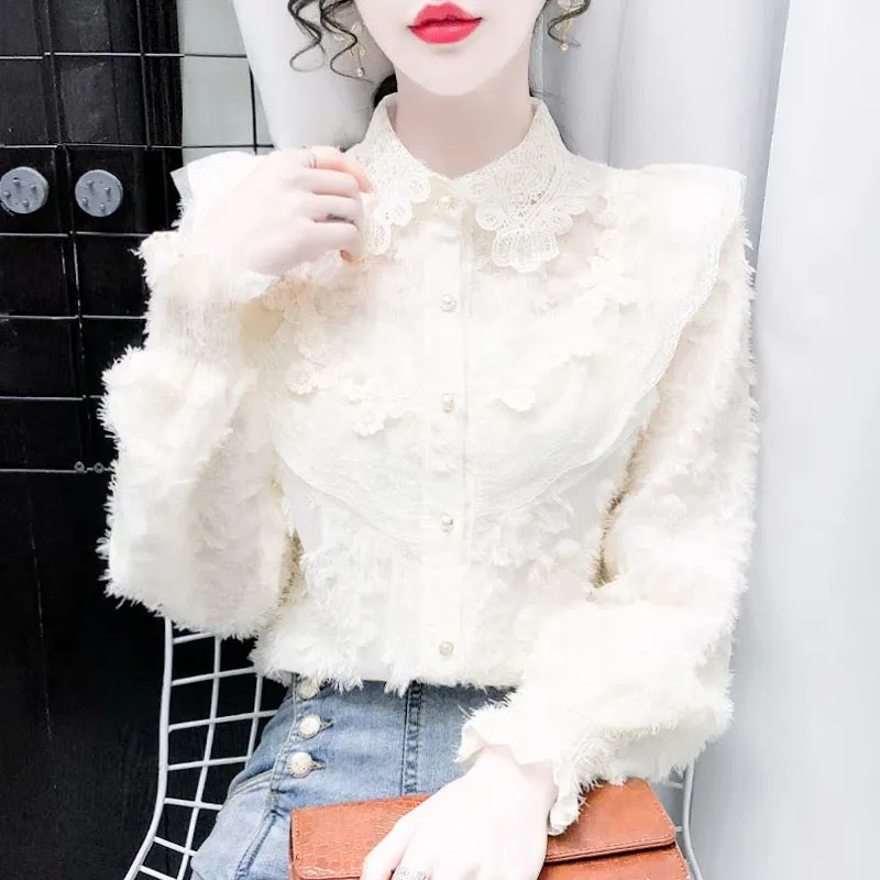 Stylish lace long sleeve tops fashion girl tops    S160