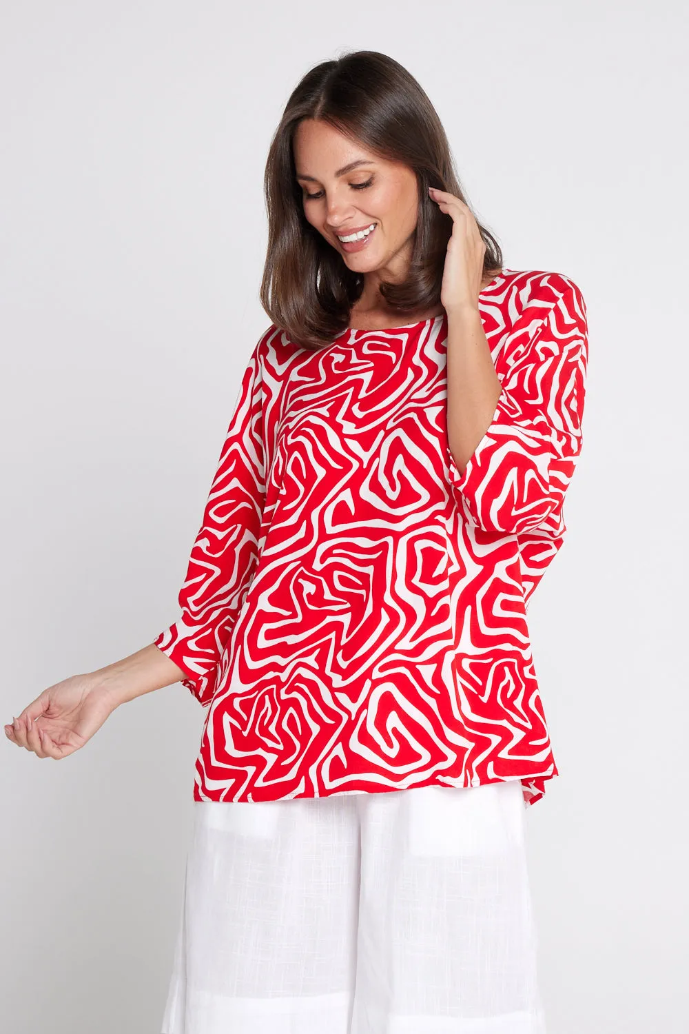 Summer Ease Top - Red/White Swirl