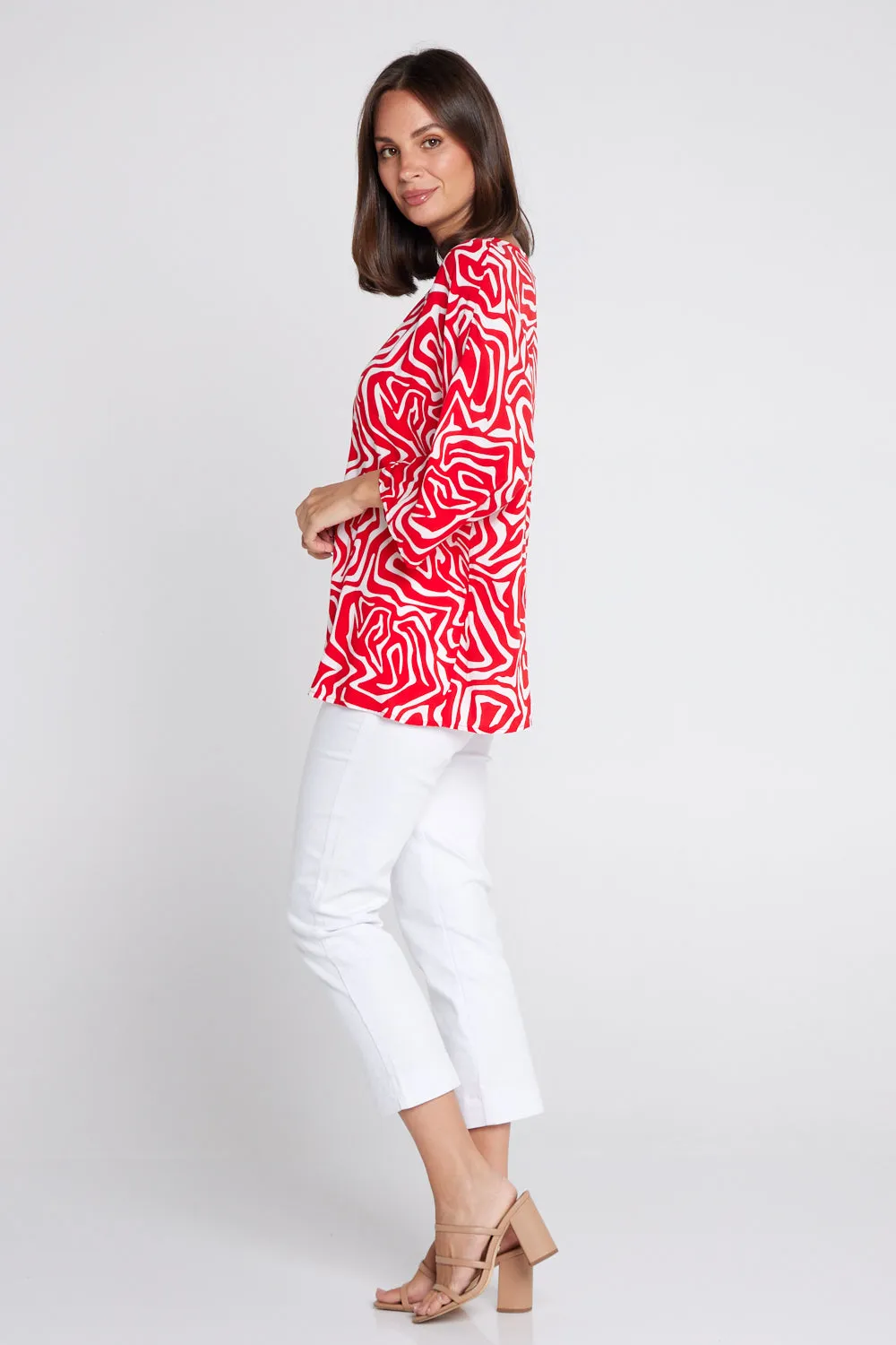 Summer Ease Top - Red/White Swirl