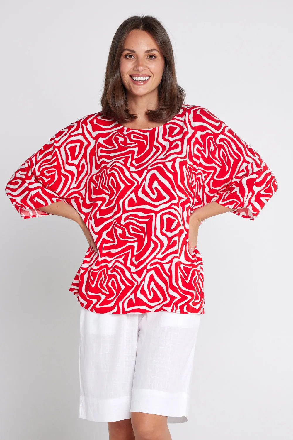 Summer Ease Top - Red/White Swirl