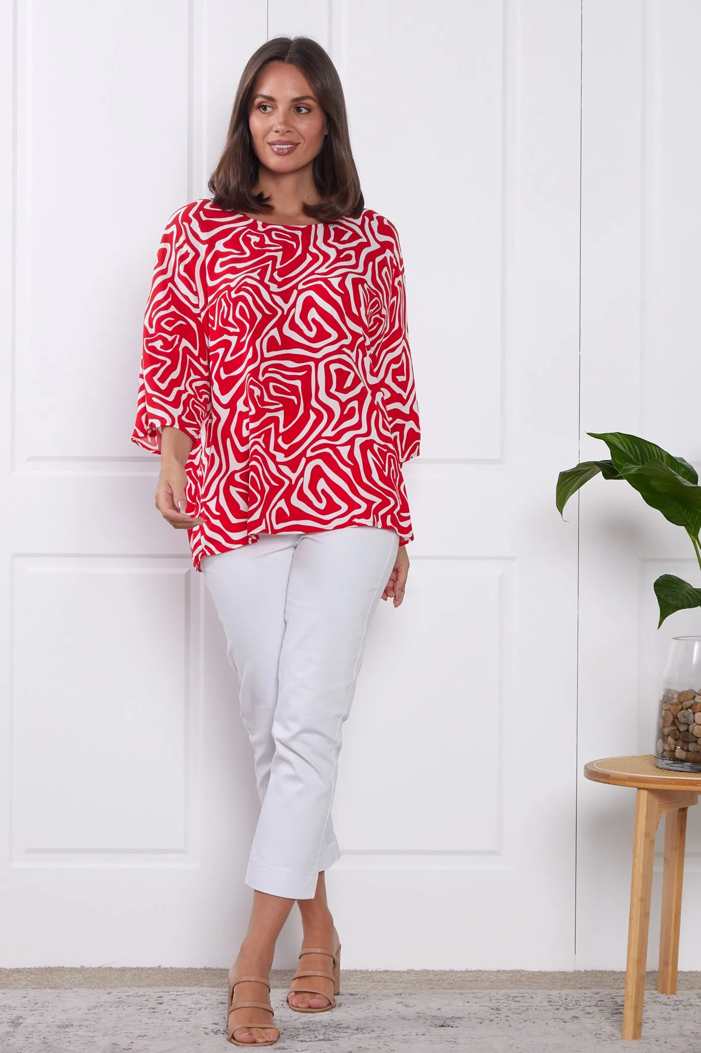 Summer Ease Top - Red/White Swirl