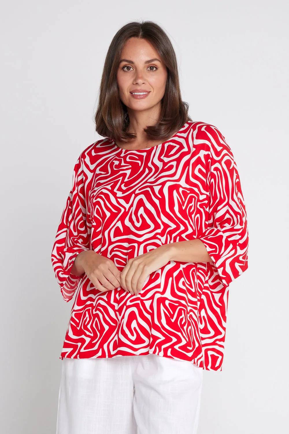 Summer Ease Top - Red/White Swirl